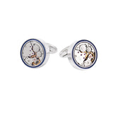 Blue Line Mechanical Watch Cufflinks ** Free Gift ** 藍色邊圓形錶芯袖扣 ** 附送贈品 **