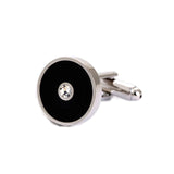 Black Round Cufflinks with Diamond 黑色鑽石圓形袖扣