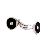 Black Round Cufflinks with Diamond 黑色鑽石圓形袖扣