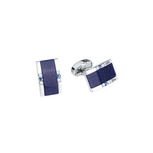 Rectangular Blue Sand with Crystal Men Cufflinks 長方形藍砂石水晶袖扣