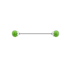 Green Crystal Silver Collar Pins 綠水晶銀色領針