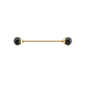 Black Crystal Gold Collar Pins 黑水晶金色領針