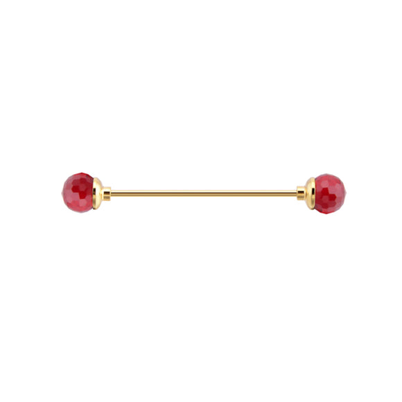 Red Crystal Gold Collar Pins 紅水晶金色領針