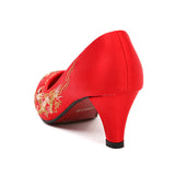 Dragon and Phoenix Embroidered Shoes 5cm high heel wedding shoes